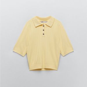 Zara rhinestone pastel yellow knit top